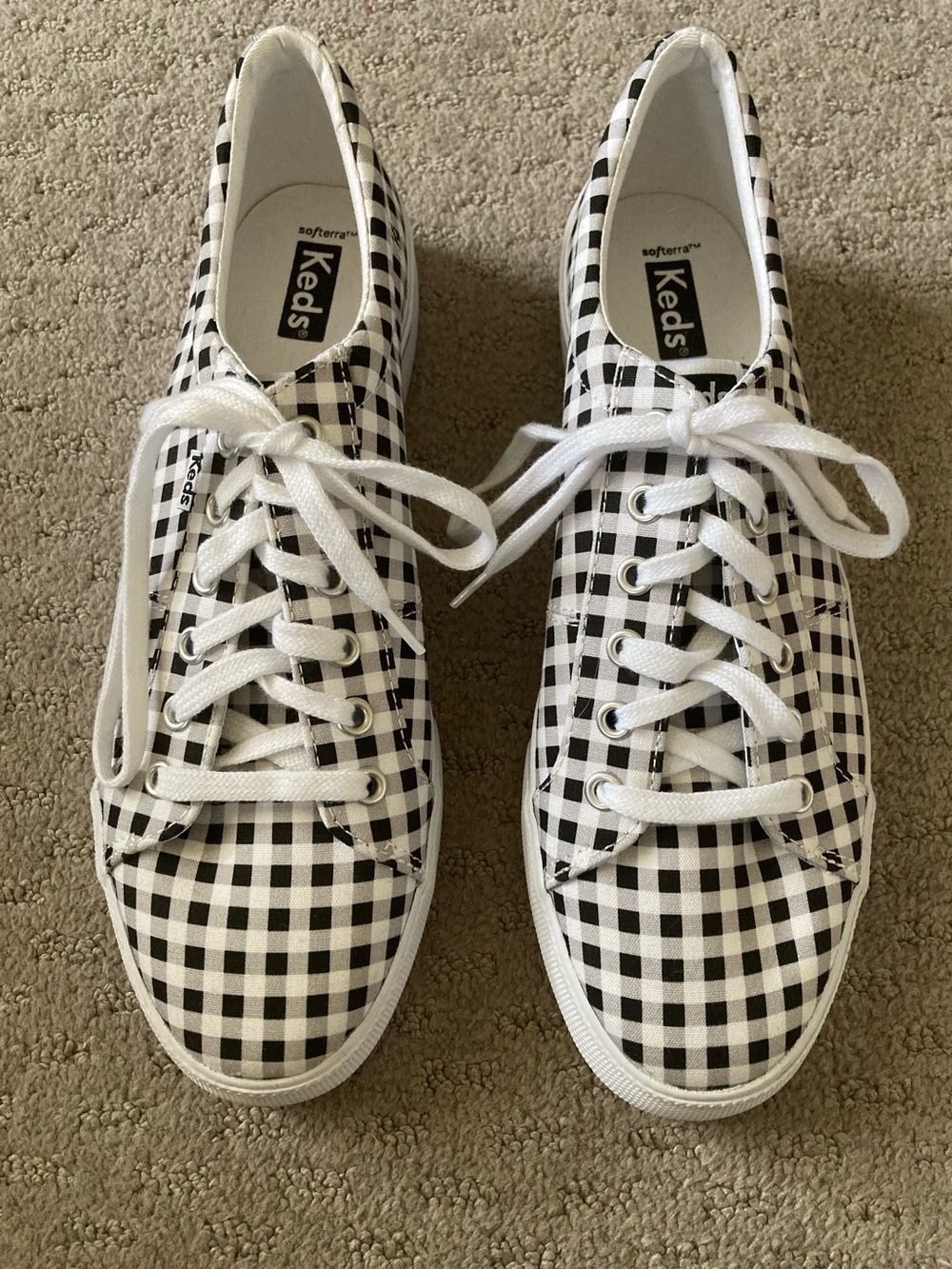 Keds black gingham platform lace-up sneakers, Sz 11.